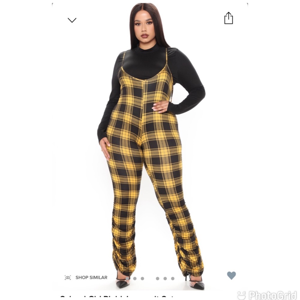 Like New- Worn Once Fashion nova plaid jumpsuit